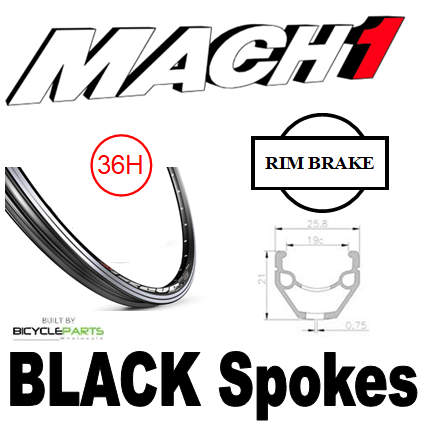 WHEEL - 26" Mach1 REVO 36H P/j Black Rim, 8/10 SPEED Q/R (135mm OLD) Sealed KK Rival Black Hub, Mach 1 BLACK Spokes