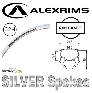 WHEEL - 700C Alex DC19 32H P/j Silver Rim, TRACK FIXED/FREE Nutted (120-130mm OLD) Sealed Sturmey Silver Hub, Mach 1 SILVER Spokes