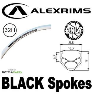 WHEEL - 700C Alex DC19 32H P/j Silver Rim, FRONT Q/R (100mm OLD) 6 Bolt Disc Loose Ball Black Hub, Mach 1 BLACK Spokes