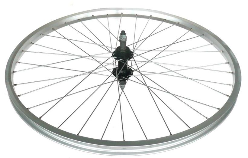 WHEEL - 26" JETSET S/W Alloy Rim, STEEL Screw On MultiSpeed Steel Nutted Hub, Mach 1 Spokes, REAR. SILVER with BLACK Hub. (Matching Front 94049)
