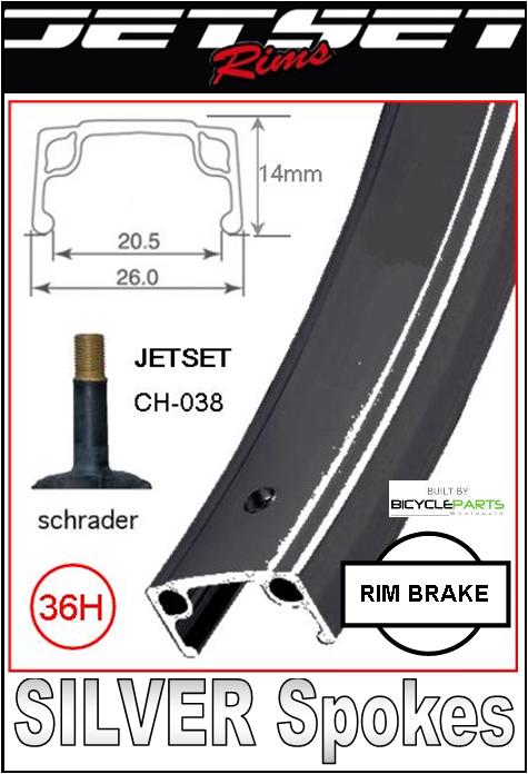 WHEEL 24" JETSET S/w BLACK Alloy Rim , Nutted BLACK Alloy Hub , Mach 1 Silver spokes , FRONT .
