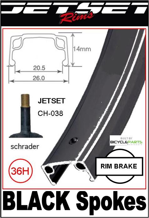 WHEEL 24" JETSET S/w BLACK Alloy Rim , Alloy Q/r BLACK Hub , Mach1 BLACK Spokes Front .