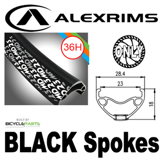 WHEEL - 29er Alex MD23 36H P/j Black Rim, FRONT Q/R (100mm OLD) 6 Bolt Disc Loose Ball Joytech Black Hub, Mach 1 BLACK Spokes