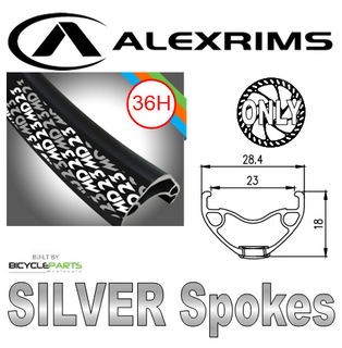 WHEEL - 29er Alex MD23 36H P/j Black Rim, FRONT DYNAMO Q/R (100mm OLD) 6 Bolt Disc Sealed SP Black Hub, Mach 1 SILVER Spokes