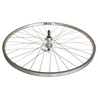 WHEEL - 27" x 1 1/4 Alex AP-18 630 36H Silver Rim, SCREW-ON MULTI Q/R (126mm OLD) Loose Ball KK Rival Silver Hub, Mach 1 SILVER Spokes