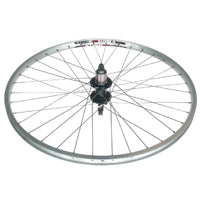 Wheel 26" Alex DM-18 Silver D/w Eyeleted Alloy Rim W/msw , Novatec 8/10 Speed Sealed 6 bolt disc Q/r Black Alloy Hub , Silver Mach 1 Spokes , REAR.