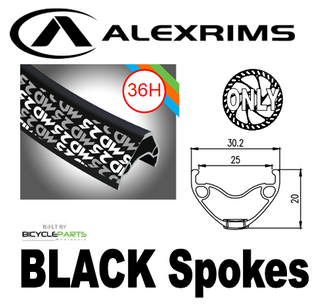 WHEEL - 26" Alex MD25 36H P/j Black Rim, 8/10 SPEED Q/R (135mm OLD) 6 Bolt Disc Sealed Novatec Black Hub, Mach 1 BLACK Spokes