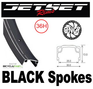 WHEEL - 20" Jetset 7X 36H Black Rim, 8/10 SPEED Q/R (135mm OLD) 6 Bolt Disc Loose Ball Joytech Black Hub, Mach 1 BLACK Spokes
