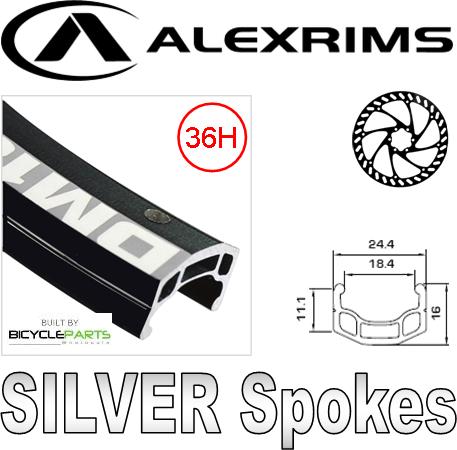 Wheel 24" Alex DM-18 D/w Eyeleted Black Alloy rim W/msw , Joytech Disc 8/10 Speed Q/r Cassette Black Hub , Mach 1 Spokes . REAR