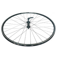 WHEEL 700c R450 Alloy D/W Rim W/msw, Q/R, Joytech Hub, Mach 1 Spokes, FRONT. BLACK with SILVER Spokes (Matching Rear 93722)