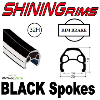 WHEEL - 650C Shining A-M8S 32H S/j Black Rim, FRONT Nutted (100mm OLD) Sealed Novatec Black Hub, BLACK Spokes