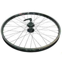 Wheel 24" Alex DM-24 D/w Eyeleted Black Alloy rim W/msw , Joytech Disc 6 Bolt Q/r Black Hub , Mach 1 Spokes . FRONT (match 94824)