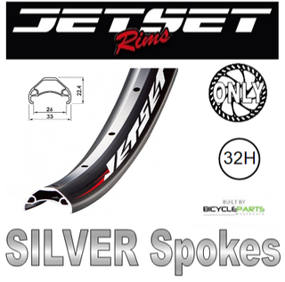 WHEEL - 24" Jetset HC-E331 32H P/j Matt Black Rim, FRONT Q/R (110mm OLD) 6 Bolt Disc Sealed Novatec Black Hub, Mach 1 SILVER Spokes