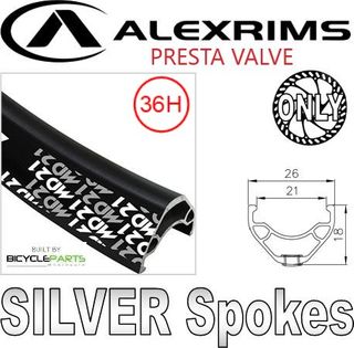 WHEEL - 29er Alex MD21 36H P/j Black Rim, FRONT Nutted (100mm OLD) 6 Bolt Disc Sealed Novatec Black Hub, SILVER Spokes