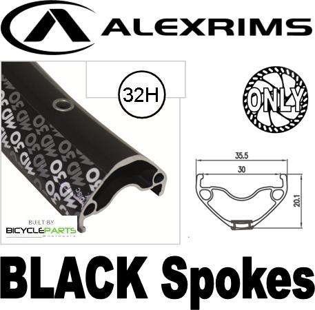 WHEEL - 27.5 / 650B Alex MD30 32H Black Rim, FRONT 3 in One (100mm OLD) 6 Bolt Disc Sealed Novatec Light Weight Black Hub, Mach 1 BLACK Spokes