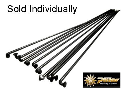 Pillar Spoke PD1415 'Double Butted' 282mm BLACK 14g/15g/14g (incls Brass nipples) (SOLD INDIVIDUALLY)