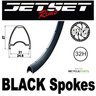 WHEEL - 700C Jetset JS-919 32H Black Rim, 8/10 SPEED Q/R (135mm OLD) 6 Bolt Disc Loose Ball Joytech Black Hub, BLACK Spokes