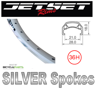 WHEEL - 700C Jetset CH-E213 36H P/j Silver Rim, FRONT Q/R (100mm OLD) Loose Ball KK Rival Silver Hub, SILVER Spokes