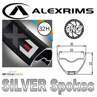 WHEEL - 29er Alex EXR25 32H S/j Black Rim, FRONT Q/R (100mm OLD) 6 Bolt Disc Loose Ball Joytech Black Hub, SILVER Spokes
