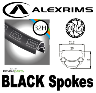 WHEEL - 29er Alex SD20 32H P/j Black Rim, 8/11 SPEED Q/R (135mm OLD) 6 Bolt Disc Sealed Novatec Black Hub, BLACK Spokes