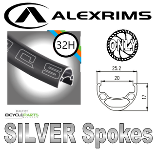 WHEEL - 29er Alex SD20 32H P/j Black Rim, FRONT Q/R (100mm OLD) 6 Bolt Disc Loose Ball Joytech Black Hub, SILVER Spokes