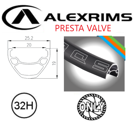 RIM 27.5/650B x 20mm - ALEX SD20 - 32H - (584 x 20) - Presta Valve - Disc Brake - D/W - BLACK - Eyeleted - Tubeless Ready - (ERD 561)