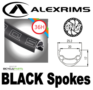 WHEEL - 29er Alex SD20 36H P/j Black Rim, 8/11 SPEED 12mm T/A (142mm OLD) 6 Bolt Disc Sealed Novatec Black Hub, BLACK Spokes