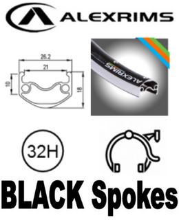 WHEEL - 29er Alex ADVENTURER 2 32H P/j Black Rim, 8/10 SPEED Q/R (135mm OLD) Loose Ball Joytech Silver Hub, BLACK Spokes