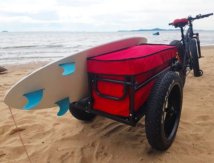 Bicycle Beach Trailer 2 in 1 - can also be used as a push/pull trolley, Steel Frame, 20 x 4" fat wheels, Capacity:60kgs, Loading size: 89*63*41cm
