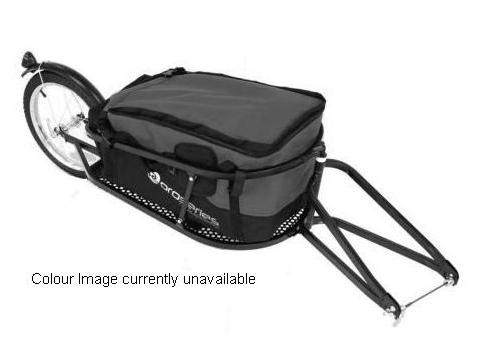 TRAILER - Single wheel Cargo Trailer. Steel Frame. in Black with 90L Yellow Bag, 40 kg capacity