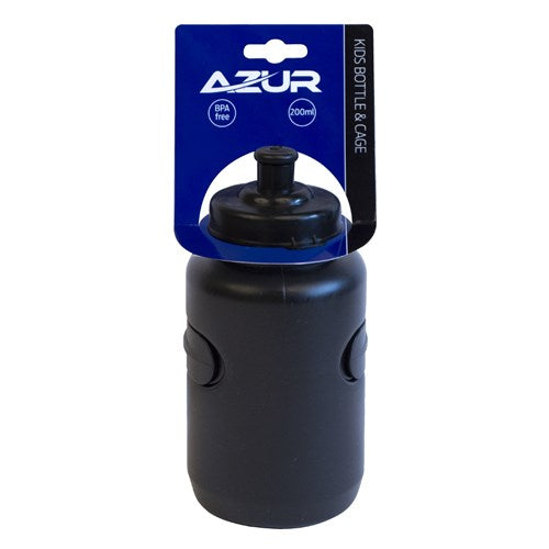 Kids Bottle and Cage Black-Black 200ml