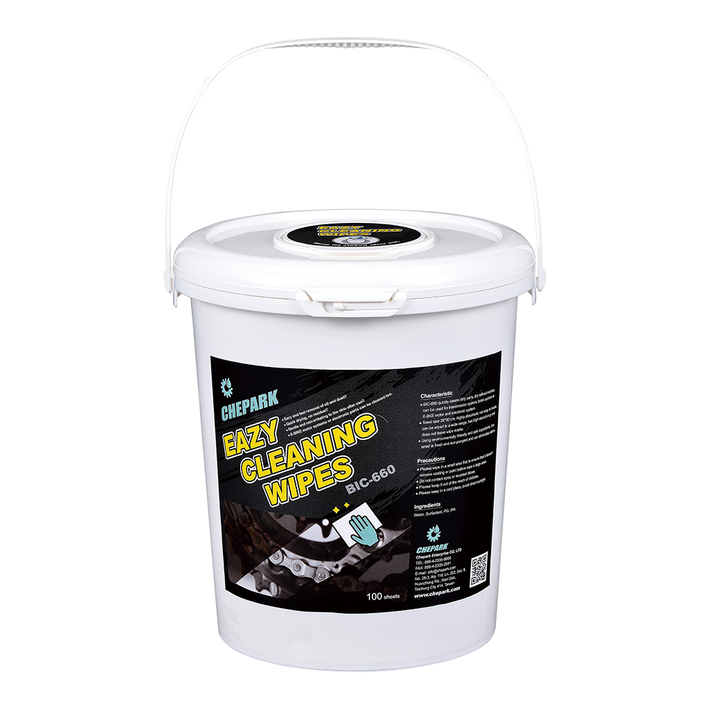 CHEPARK Eazy Bicycle Cleaning Wipes, size 26 x 30cm, 100 pcs in dispenser bucket