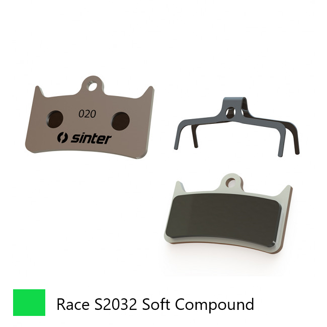 BRAKE DISC PADS - MTB RACE pads (softer compound Greater Bite), GREEN, Hope Tech V4 Evo, Tech 3 V4, Tech Stealth V4 Evo - Quality Sinter product Made in Slovenia