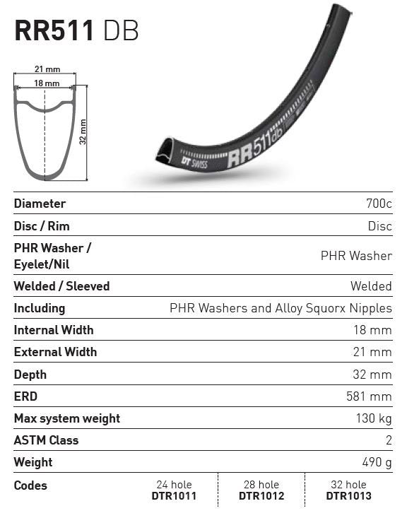 DT RIM RR511 DB 28h black 700c