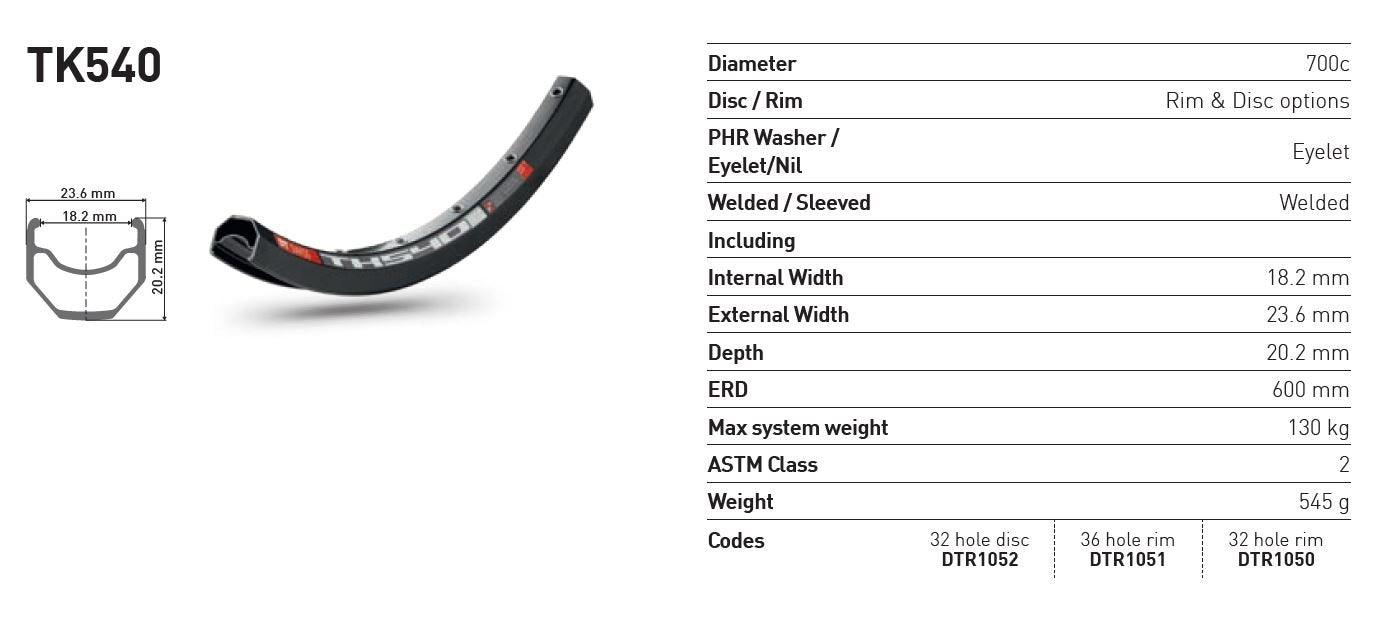 DT RIM TK540 36H 29/700C Trekking