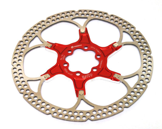 DISC ROTOR - FORMULA, Light weight high performance 2 piece floating rotor, ALLOY/STAINLESS STEEL 180mm, RED