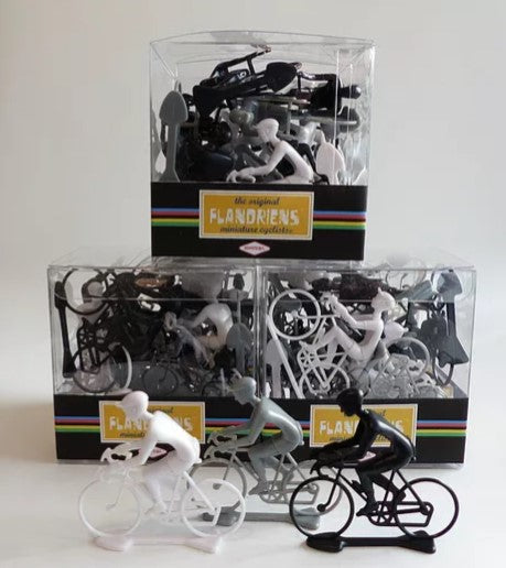 FLANDRIENS Models, Set of qty 20, PVC cyclists Black, White & Grey