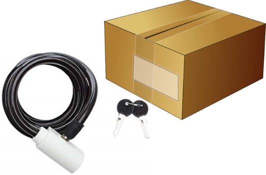 Lock, Cable, 12mm x 1850mm, key lock, LUMA No1 lock brand in Spain, Box qty 35 (No Mounting Bracket)