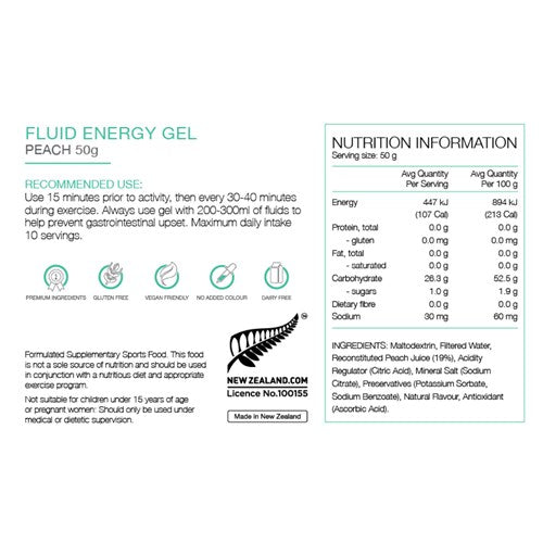 Fluid Energy Gel - Peach- 50g - Box of 18