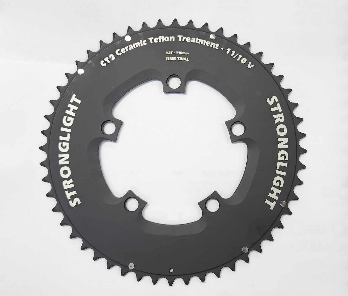CHAINRING - STRONGLIGHT, CLM - TIME TRIAL PLATEAU STANDARD TYPE S / TT (CLM) 7075-T6 CT² (BLACK) 11/10 speed, 110BCD, 52T, 5 branches