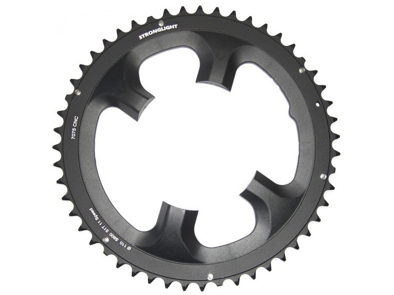 CHAINRING - ROAD "STRONGLIGHT", 50T, 7075 CNC Black Shimano 5800 - 110mm BCD, 4 Arms for 11 Spd 273955
