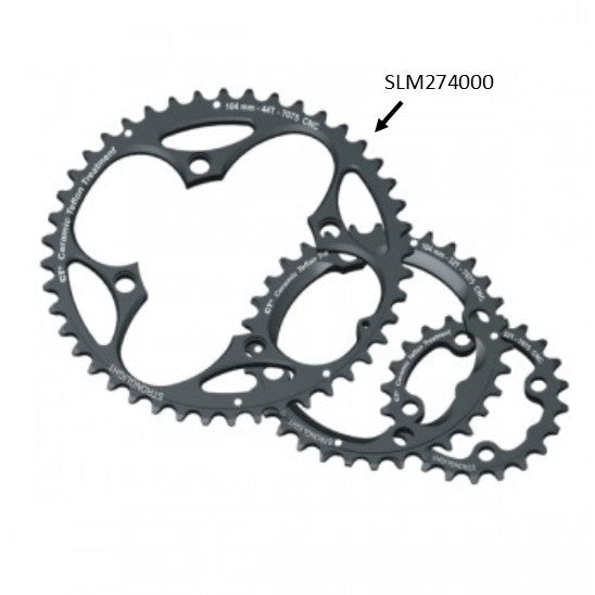 CHAINRING - MTB "STRONGLIGHT", 44T, 7075 CNC Black CT2 - 104mm BCD, 4 Hole for 9 Spd