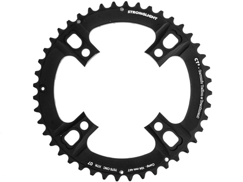 MTB CHAINRING SHIMANO XTR FC-M970 2007 compatible. 7075-T6 CT² (black) 3x9 BCD104 Outer. 44T 4 arms "STRONGLIGHT"