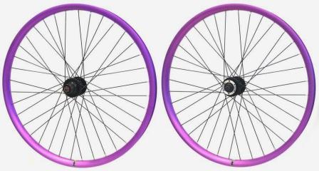 Wheel 26" Velocity Blunt-35 D/w Tubeless Ready All Purple Rim, Joytech 6 Bolt Disc Q/r Black Hub , Mach 1 Black Spokes , (SOLD As F & R PAIR)