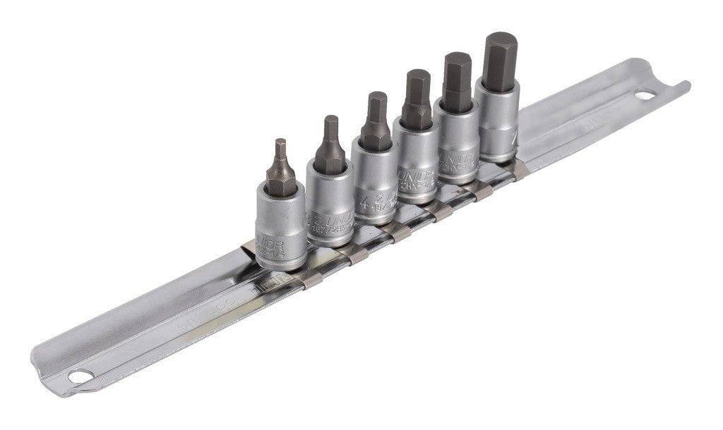 Unior Hex driver socket set with HX profile 1/4" on rail (2.5, 3, 4, 5, 6, 7mm) 629697 Professional Bicycle Tool, quality guaranteed