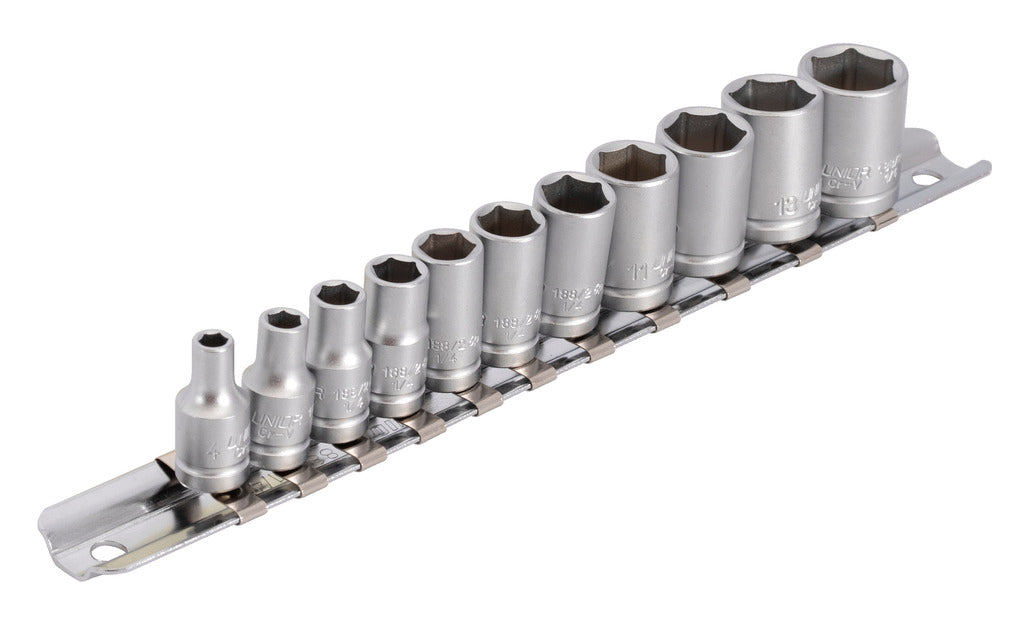 Unior Socket set 1/4" on rail (4, 5, 6, 7, 8, 9, 10, 11, 12, 13, 14mm) 629699 Professional Bicycle Tool, quality guaranteed