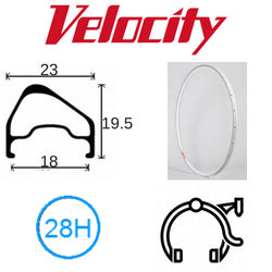 RIM 700c x 18mm - VELOCITY A23 OC - 28H - (622 x 18) - Presta Valve - Rim Brake - D/W - SILVER - MSW - OCR