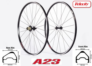 VELOCITY WHEELSET - A23 PRO MSW WHEEL SET BLACK COLOR - 20H FRONT AND 24H REAR