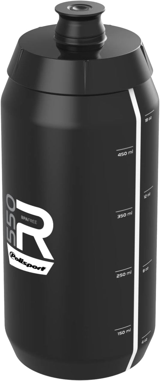 WATER BOTTLE, SENSATIONAL - wide mouth - easy squeeze - high flow - lightweight  BLACK  550ml  Screw-On Cap Professional type - Quality Polisport product