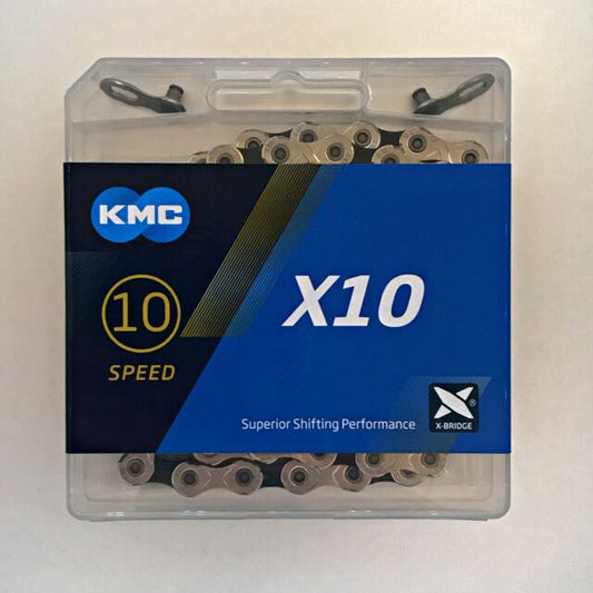 CHAIN - 10 Speed - KMC X10 - 116L - SILVER/BLACK - X-Series - w/Connect Link